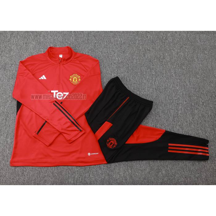 Tuta da Track de Felpa del Manchester United Bambino 2023-2024 Rosso